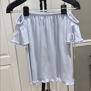 light blue off the shoulder top